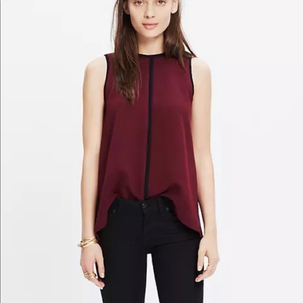 MADEWELL Crepe Canal Maroon Sleeveless Blouse